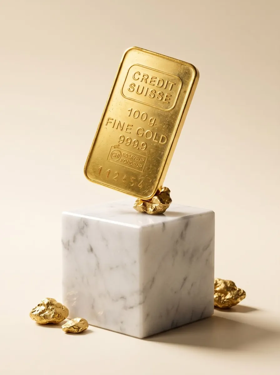 100g Credit Suisse Minted Bar *Circulated — 999.9 gold bar, view 3
