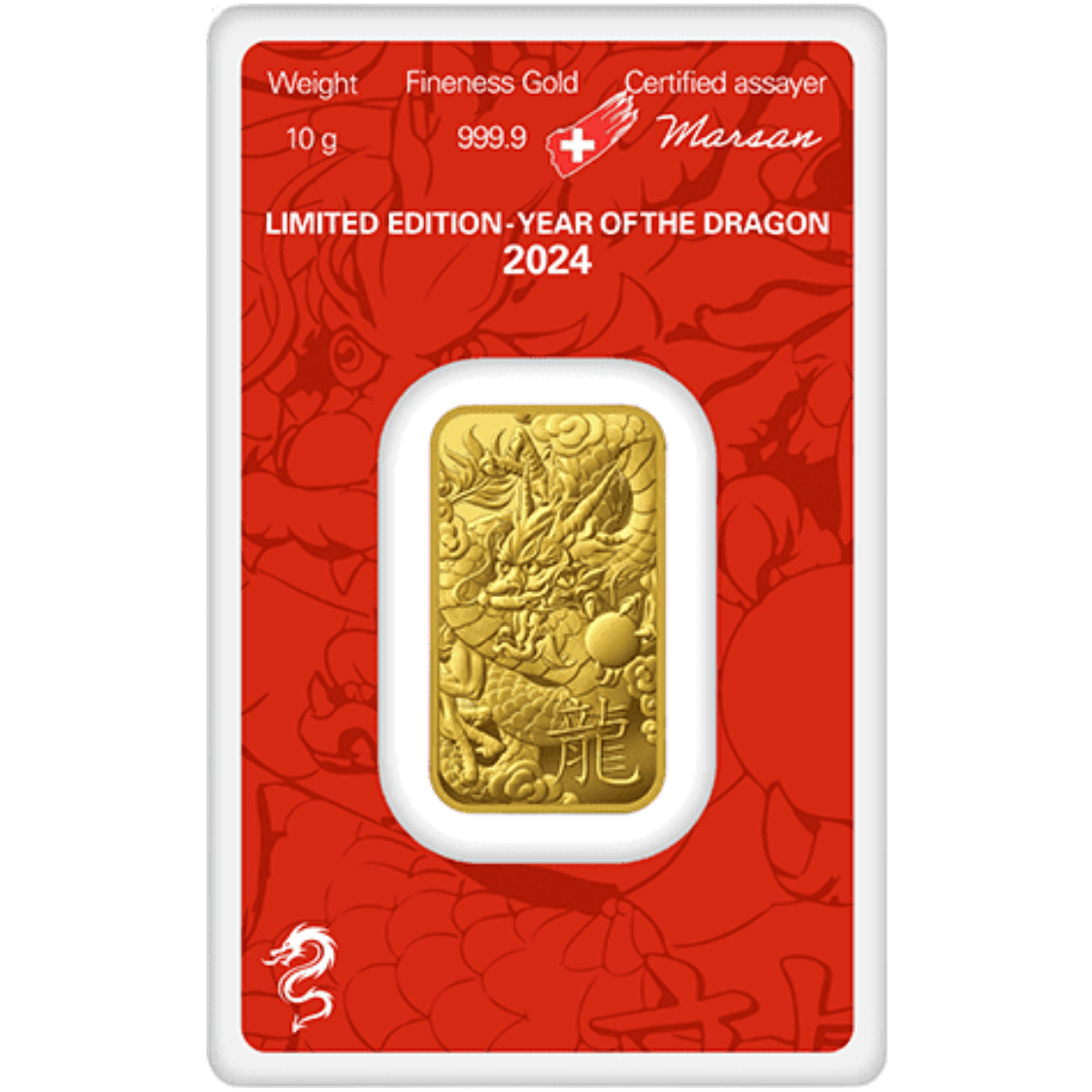 10g Argor-Heraeus 2024 "Year of the Dragon" Minted Bar