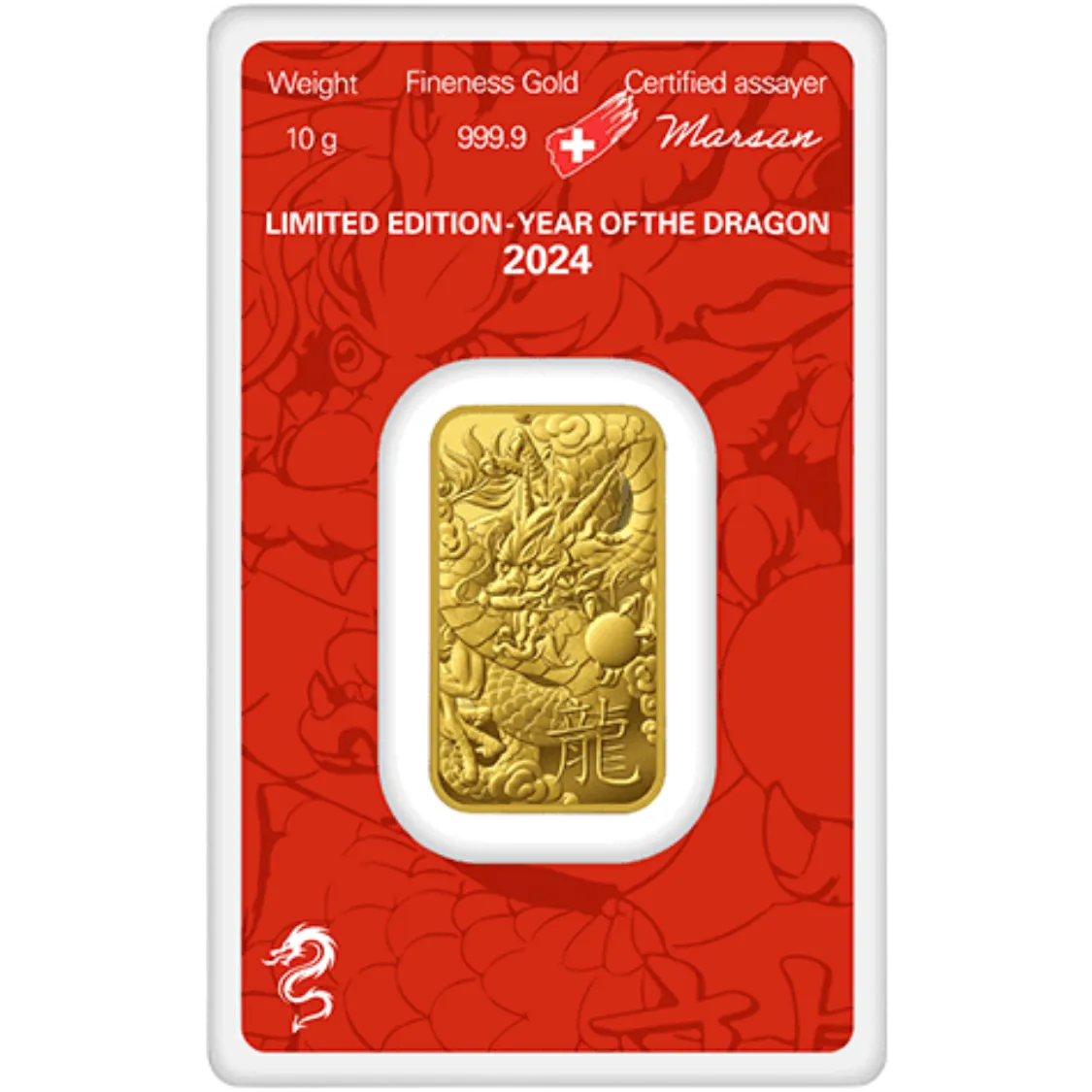 10g Argor-Heraeus 2024 "Year of the Dragon" Minted Bar
