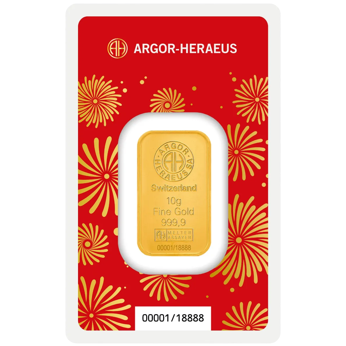 10g Argor-Heraeus "Year of the Horse" Gold Minted Bar — 999.9 gold bar, view 2