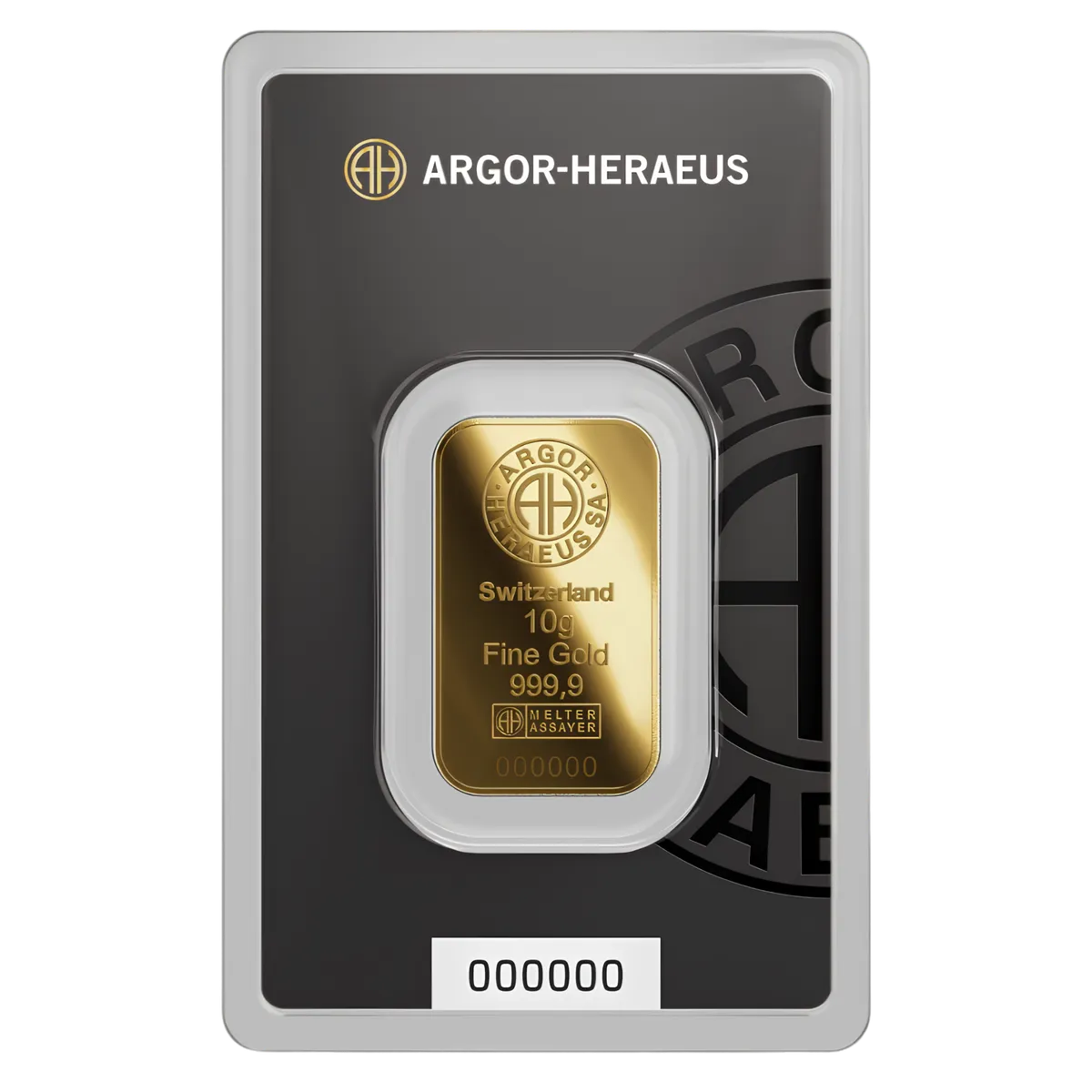 10g Argor-Heraeus Minted Bar — 999.9 gold bar