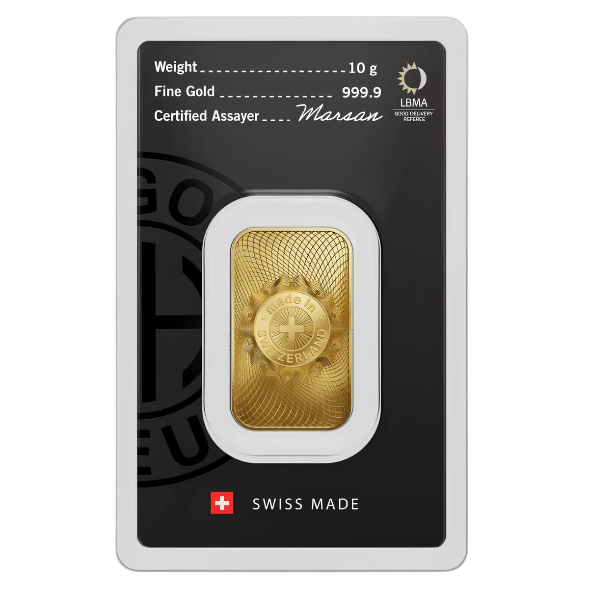 10g Argor-Heraeus Gold Minted Bar *New design* — 999.9 gold bar, view 2