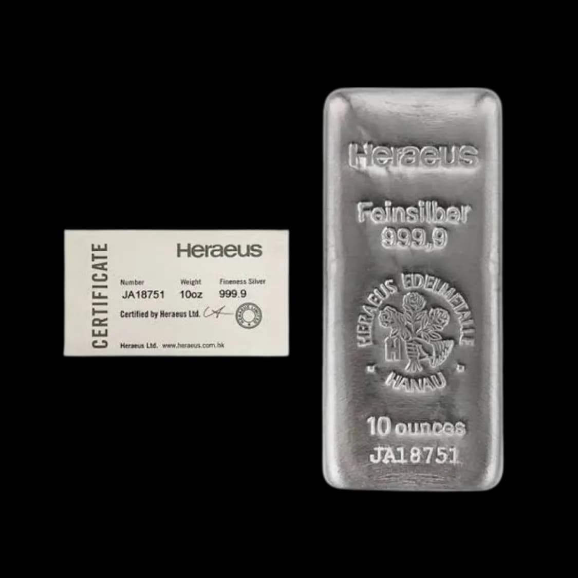 10oz Heraeus Silver Bar