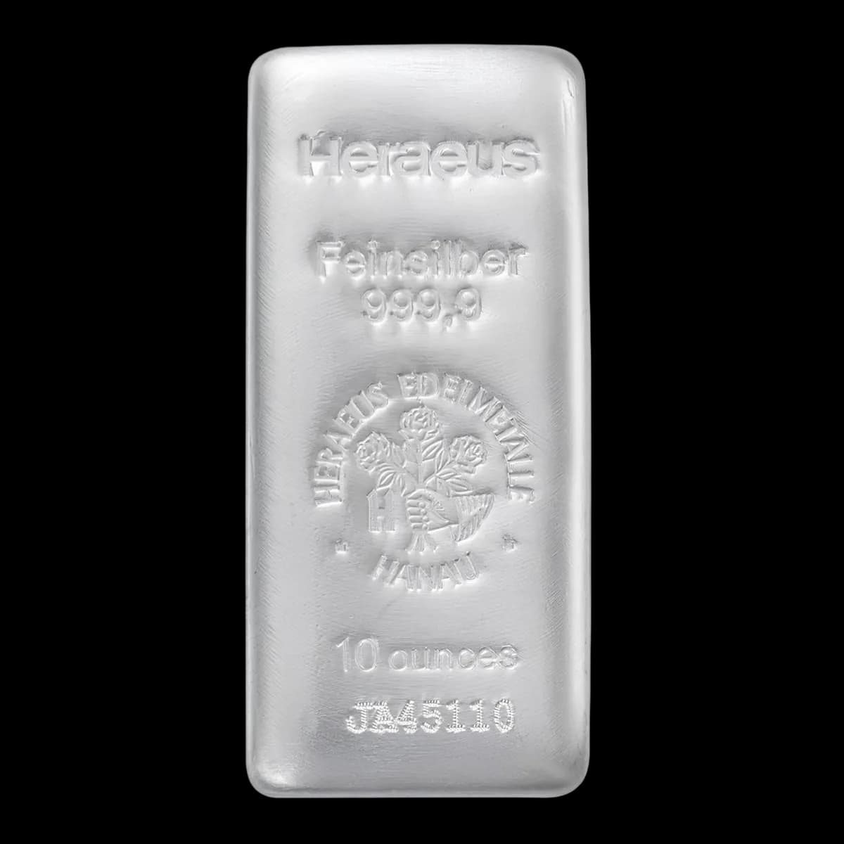10oz Heraeus Silver Bar — 999.9 silver bar, view 2