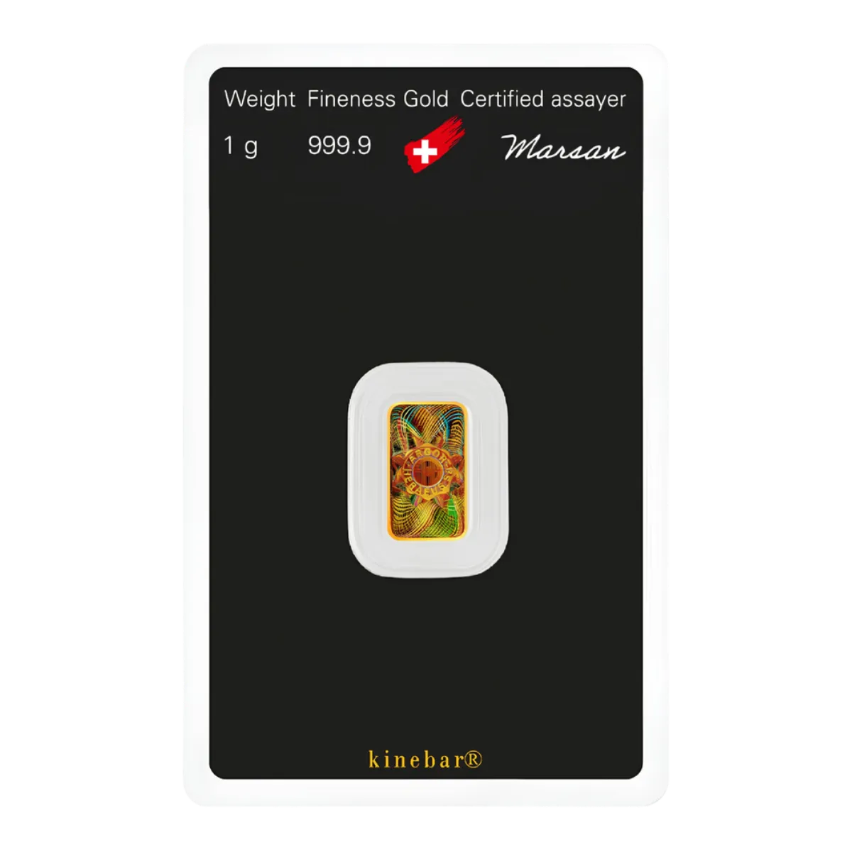 1g Argor-Heraeus Gold Kinebar — 999.9 gold bar