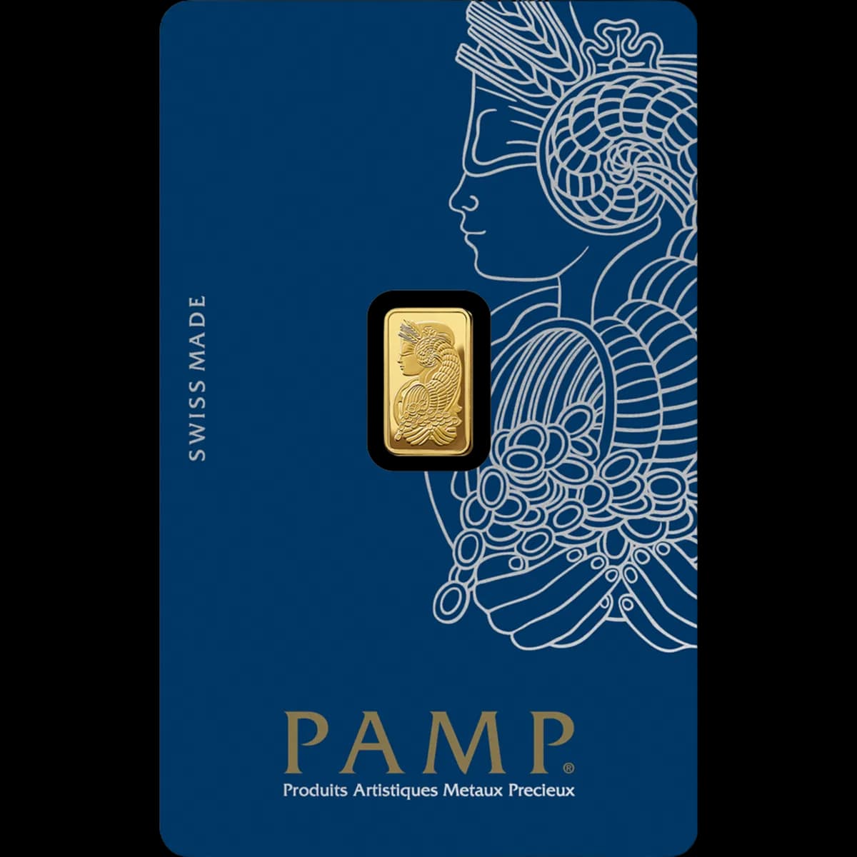 1g PAMP Lady Fortuna Gold Minted Bar — 999.9 gold bar