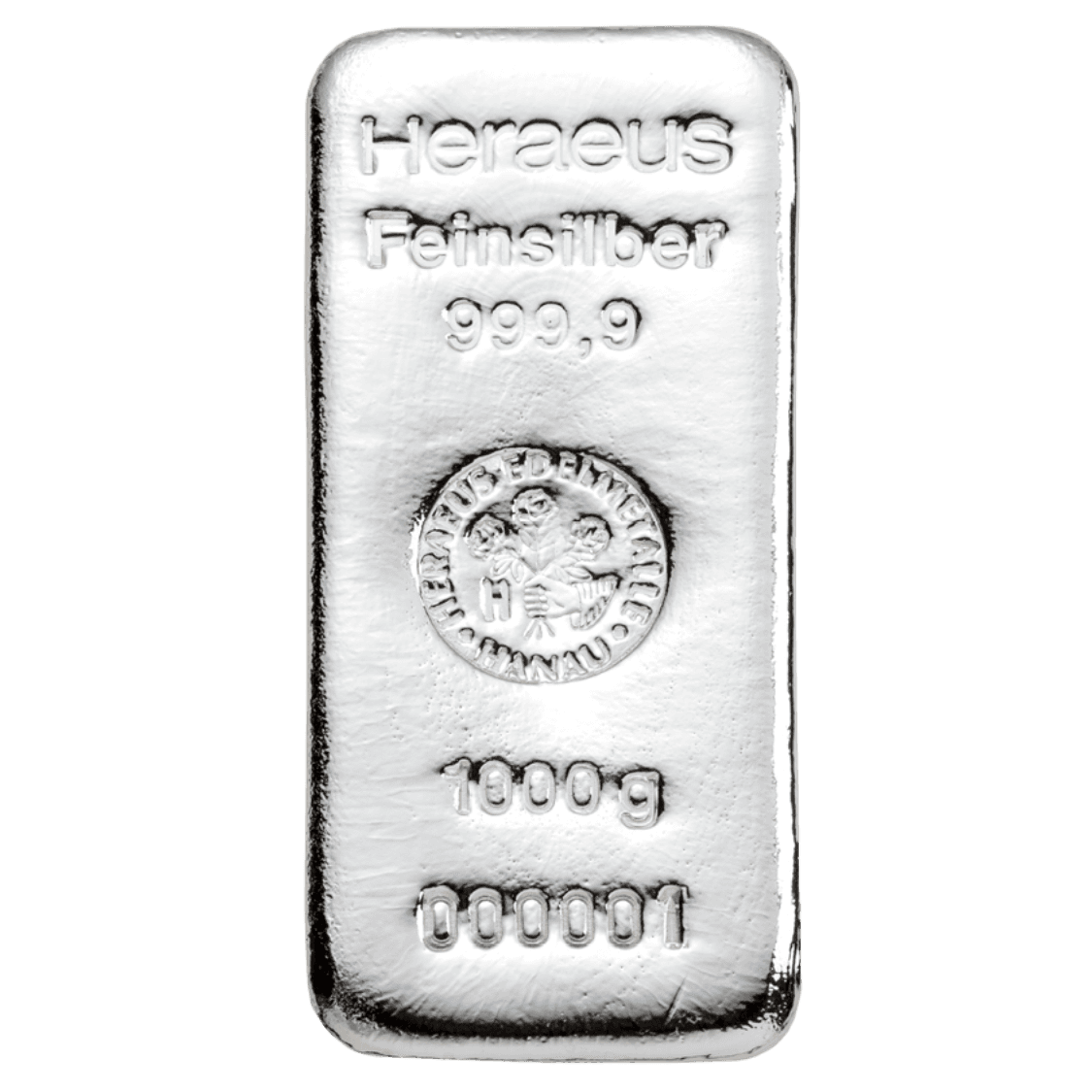 1kg Heraeus Silver Cast Bar