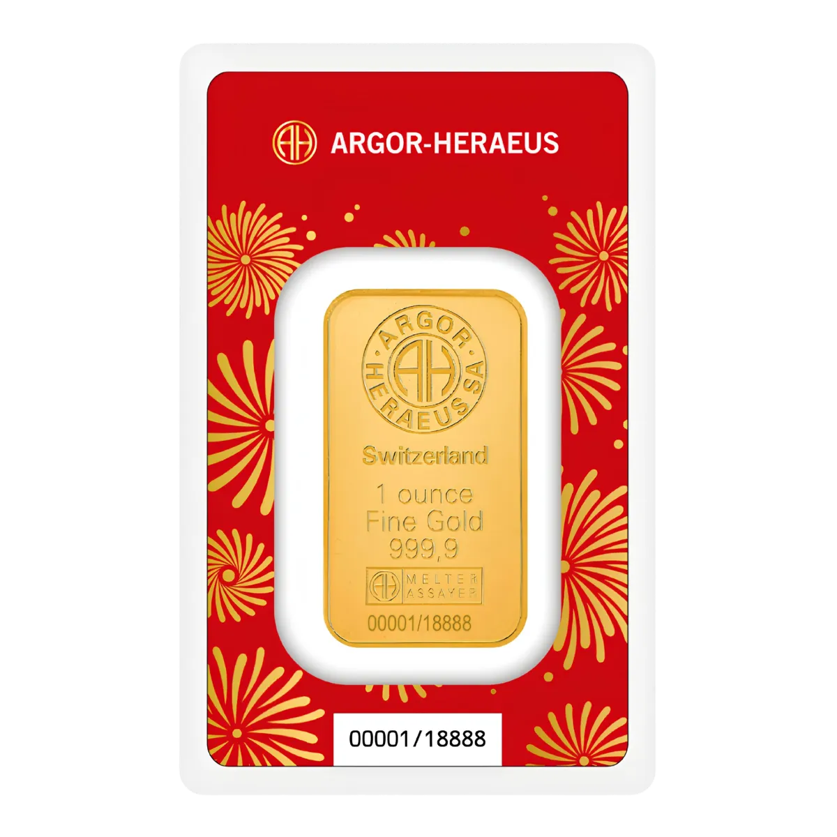1oz Argor-Heraeus "Year of the Horse" Gold Minted Bar — 999.9 gold bar, view 2