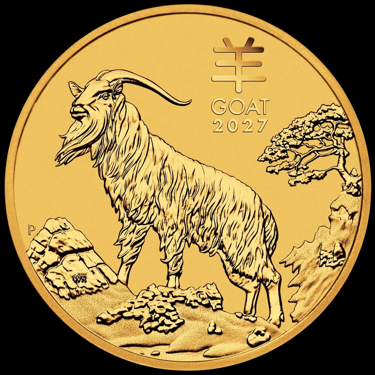 1oz Perth Mint Gold Lunar III Goat Coin 2027 *NEW — 999.9 gold coin, view 2