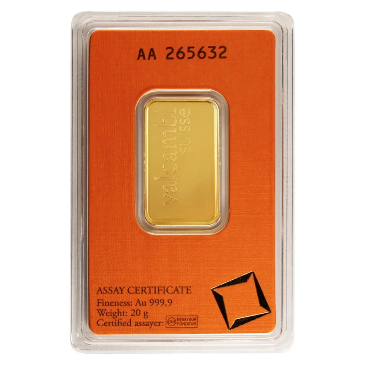 20g Valcambi Gold Bar — 999.9 gold bar, view 2