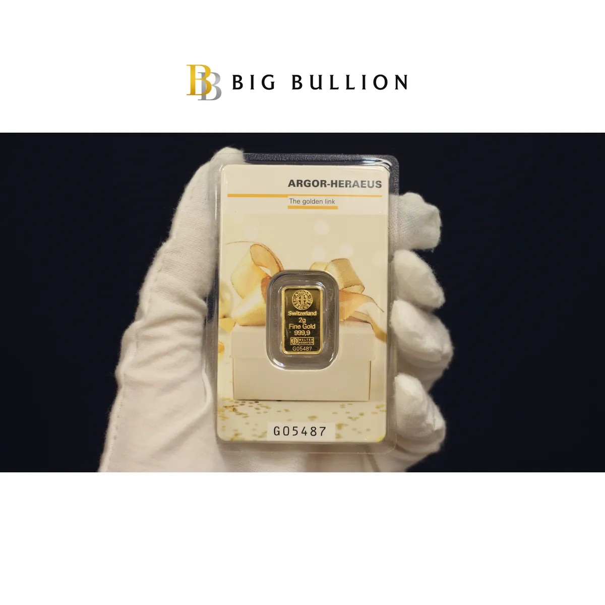 2g Argor-Heraeus Gold Gift Bar — 999.9 gold bar, view 3