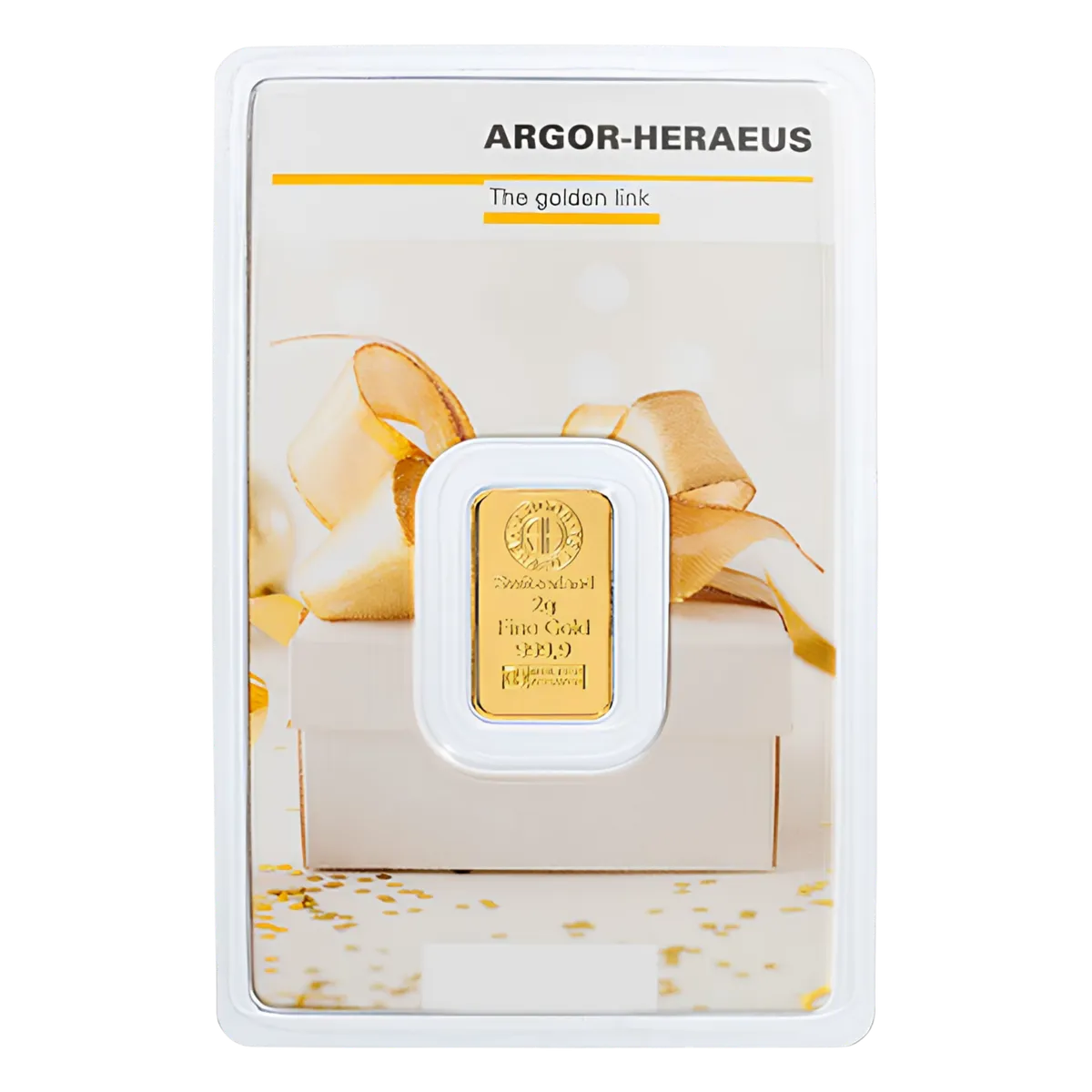 2g Argor-Heraeus Gold Gift Bar — 999.9 gold bar, view 2