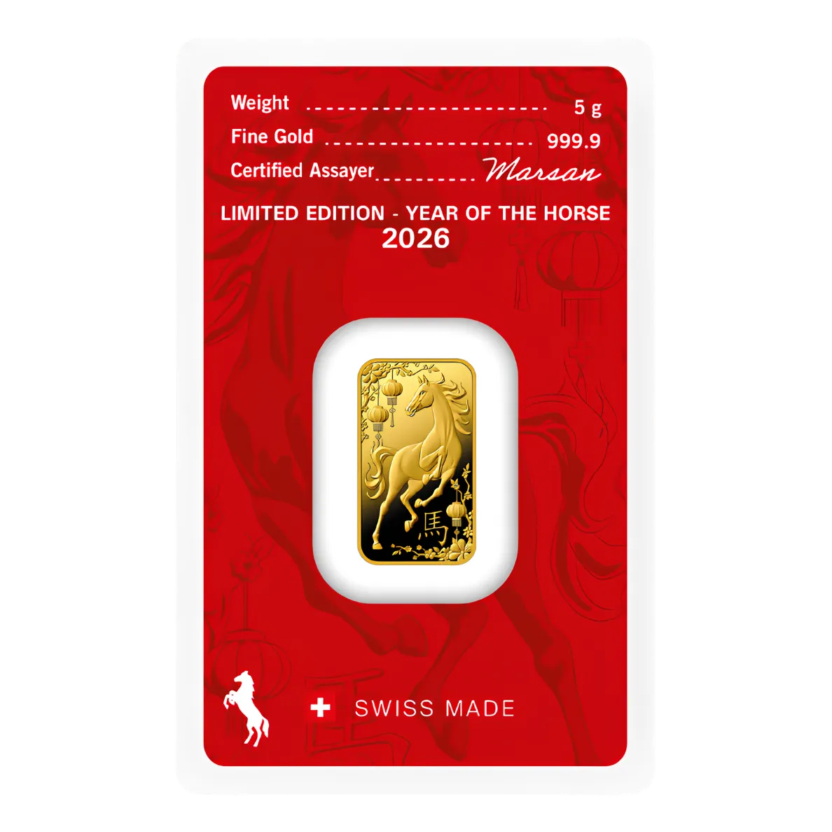 5g Argor-Heraeus 2026 "Year of the Horse" Minted Bar