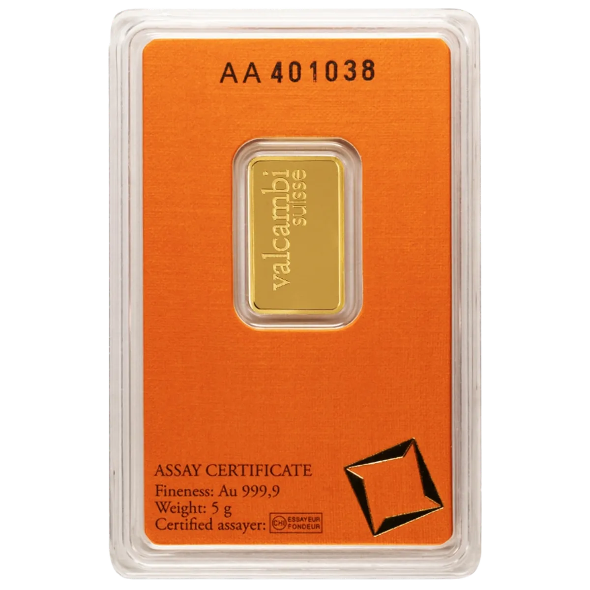 5g Valcambi Gold Bar — 999.9 gold bar, view 2