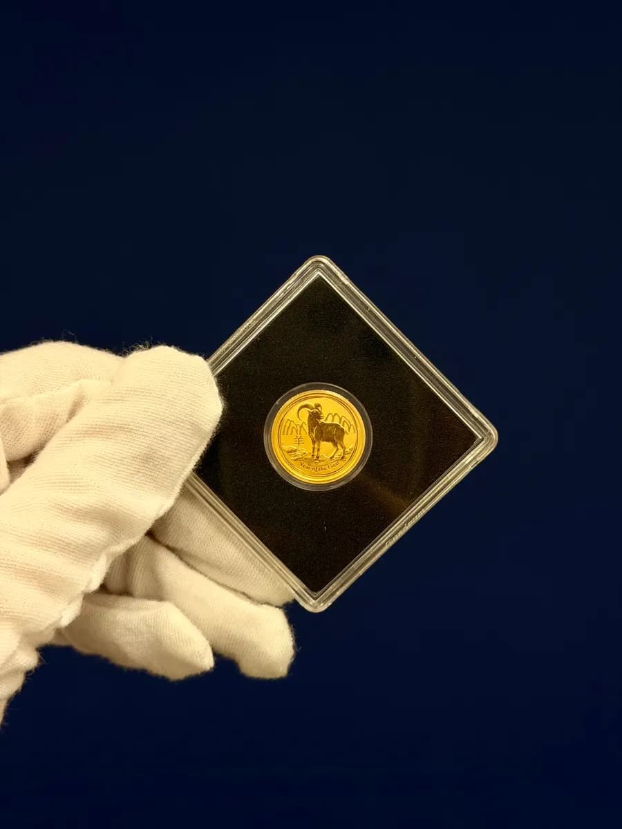 Australian Lunar Series II 2015 Year of the Goat 1/10oz Gold Proof Coin *Circulated — 999.9 gold bar, view 3